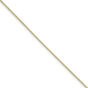 0.7mm 10k Yellow Gold Solid Box Chain Lobster Clasp Necklace, 20 Inch